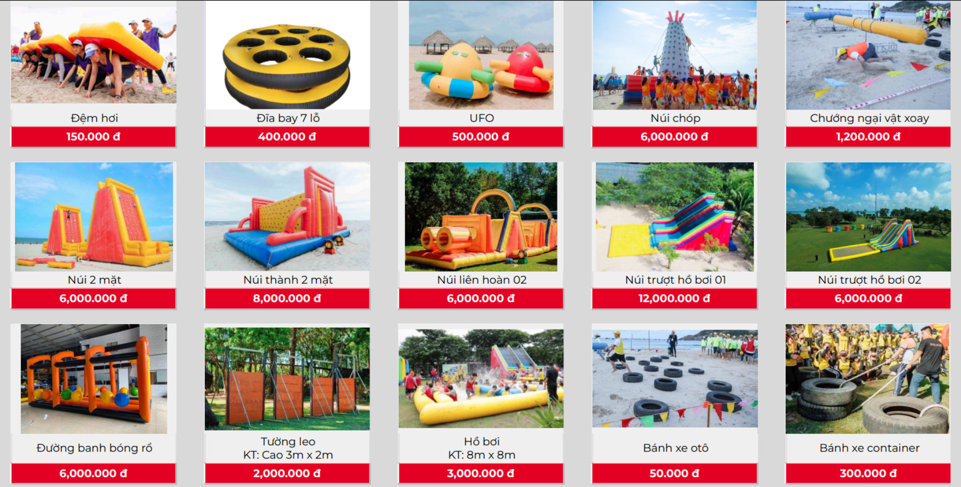 Bảng giá thuê dụng cụ teambuilding